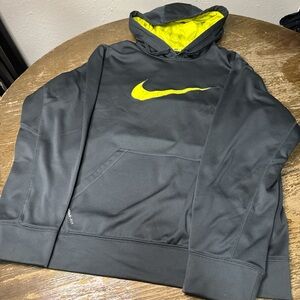 Nike Charcoal Hoodie with Vibrant Yellow Accents